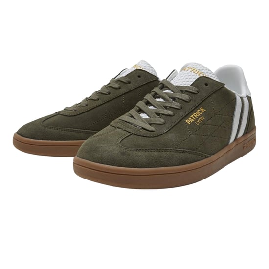Patrick Mens Lyon Suede Cupsole Trainers (Olive/Gum) - Image 4
