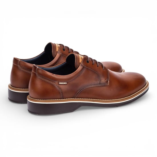 Pikolinos Heren Derby comfortabele schoenen van bruin leer met vetersluiting - Bordeauxrood - Image 5