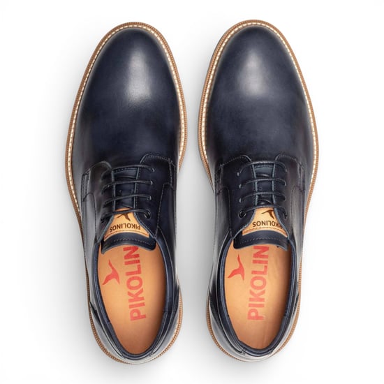 Pikolinos Heren Derby schoenen van blauw leer met vetersluiting - Bordeauxrood - Image 6