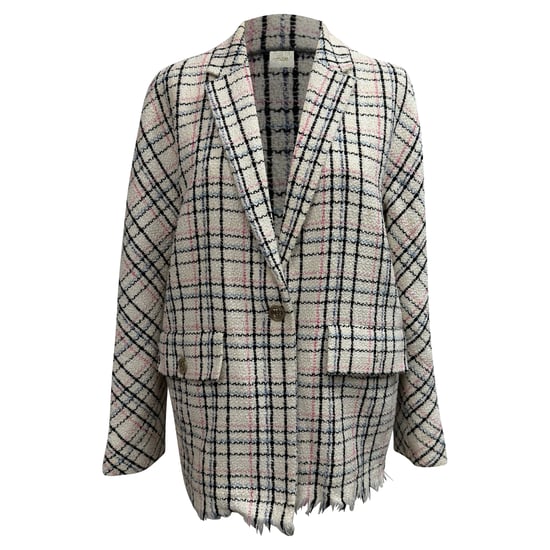Maje Tweed geruite blazer van wit katoen - Image 1