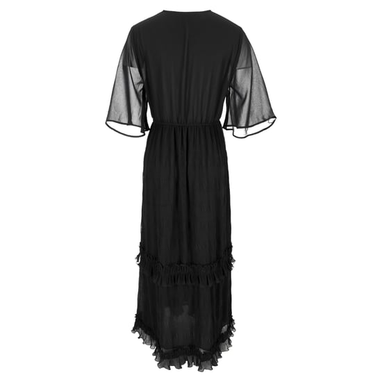 Ganni maxi-jurk met V-hals en plooien in zwart polyester - Image 3