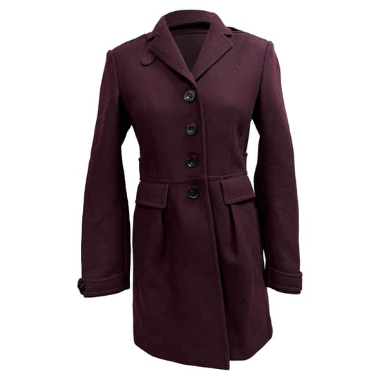 Burberry Brit single-breasted korte jas in bordeauxrode wol - Image 1