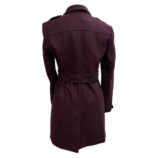 Burberry Brit single-breasted korte jas in bordeauxrode wol - Image 4