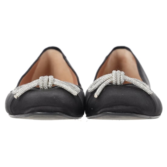 Aquazzura Parisina ballerina's met kristallen versiering in zwart satijn - Image 4