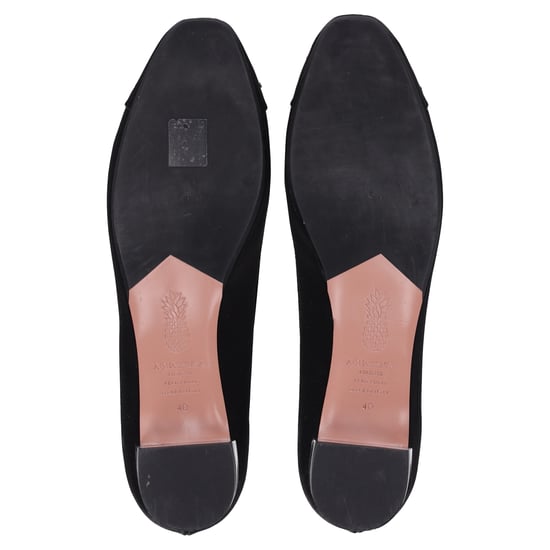 Aquazzura Parisina ballerina's met kristallen versiering in zwart satijn - Image 6