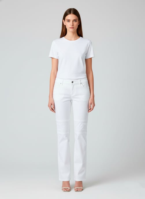 Nauwsluitende witte broek met subtiele details op de knieën - Image 2