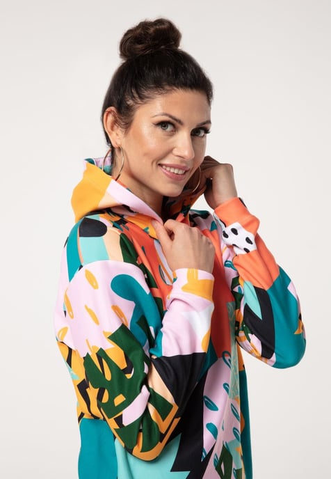 "Tropical Abstract" Oversize hoodiejurk - Image 4