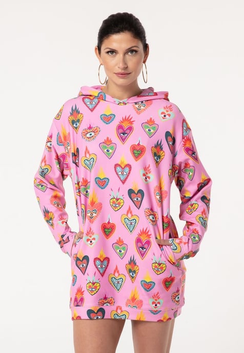 "Pink Mexican Hearts" Oversize hoodiejurk - Image 2