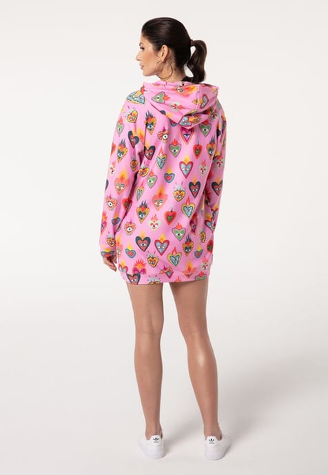 "Pink Mexican Hearts" Oversize hoodiejurk - Image 3