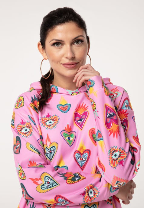 "Pink Mexican Hearts" Oversize hoodiejurk - Image 4