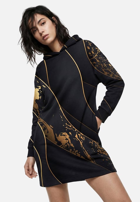 "Black and Gold" Oversize hoodiejurk - Image 2