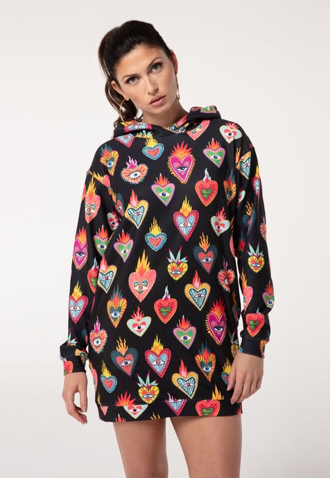 "Mexican Hearts" Oversize hoodiejurk - Image 2