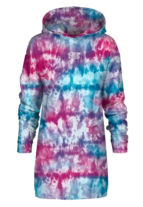 "Tie Dye Blue Pink" Oversize hoodiejurk - Image 1