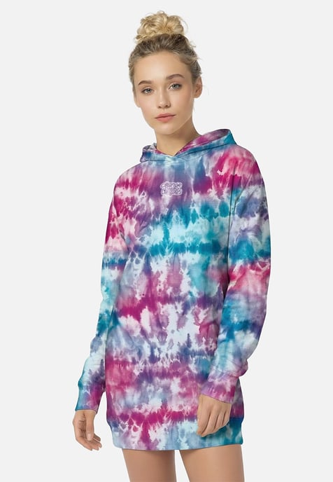 "Tie Dye Blue Pink" Oversize hoodiejurk - Image 2