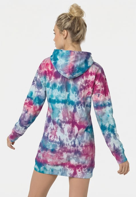 "Tie Dye Blue Pink" Oversize hoodiejurk - Image 3