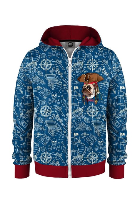 "Pirate Pug" Zip Hoodie - Image 1