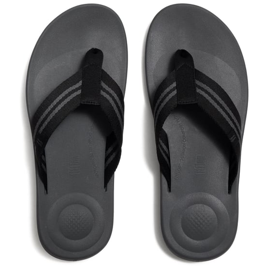 Fitflop iQushion Polyester Heren Zwart/Charcoal Slippers - Image 3