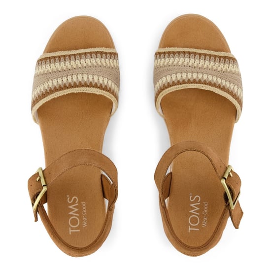 TOMS Diana Wedge Leer Dames Donker Beige Sandalen - Image 5