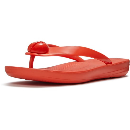 Fitflop iQushion Glanzende Knop Polyurethaan Dames Cherry Tomato Flip-Flops - Image 1