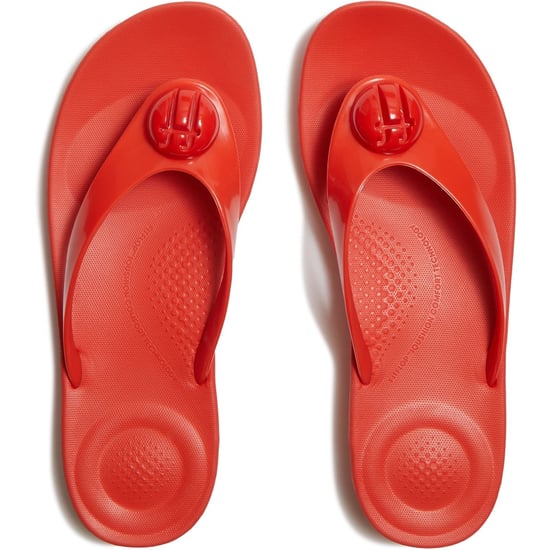 Fitflop iQushion Glanzende Knop Polyurethaan Dames Cherry Tomato Flip-Flops - Image 3