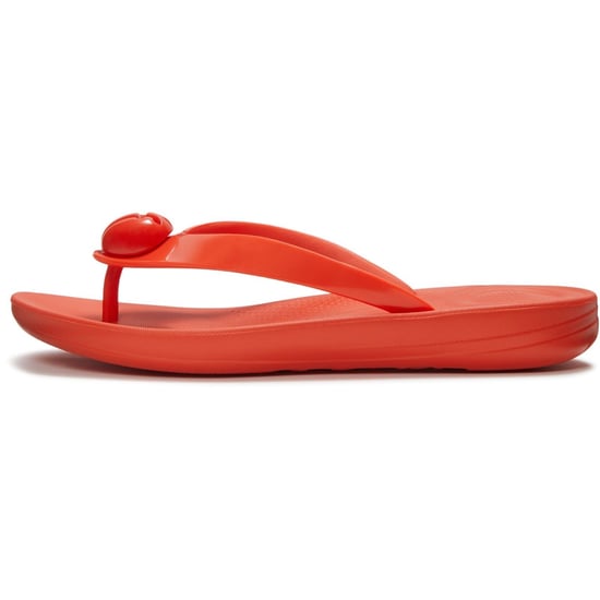 Fitflop iQushion Glanzende Knop Polyurethaan Dames Cherry Tomato Flip-Flops - Image 4
