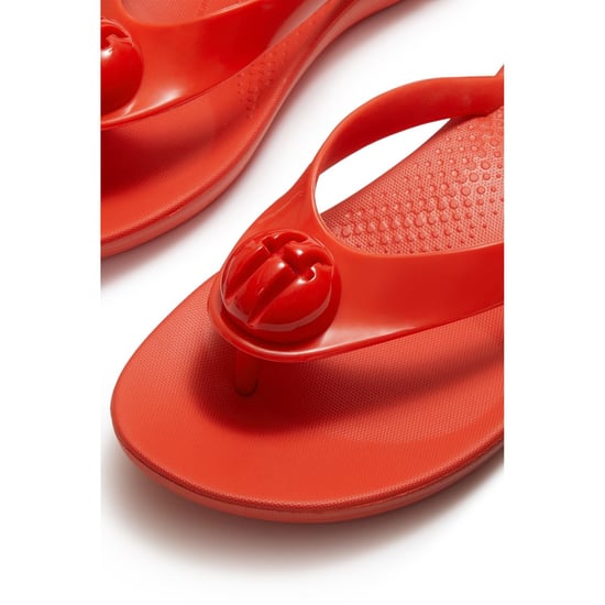 Fitflop iQushion Glanzende Knop Polyurethaan Dames Cherry Tomato Flip-Flops - Image 5