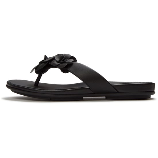 Fitflop Gracie Flower Leren Dames Zwarte Flip-Flops - Image 4
