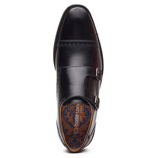 Base London Henley Monk Leer Heren Zwarte Dubbele Monk Schoenen - Image 3