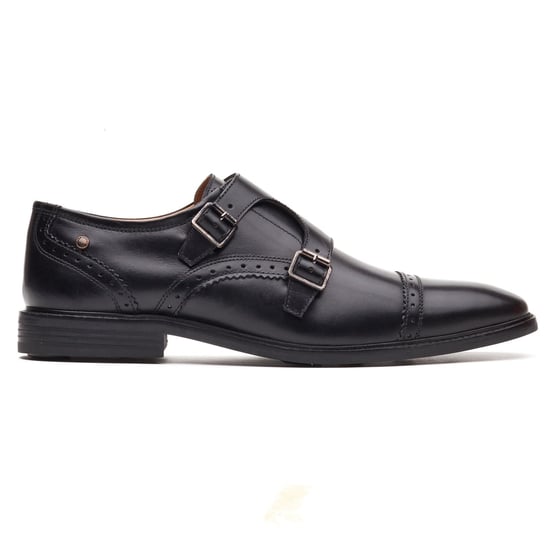Base London Henley Monk Leer Heren Zwarte Dubbele Monk Schoenen - Image 4