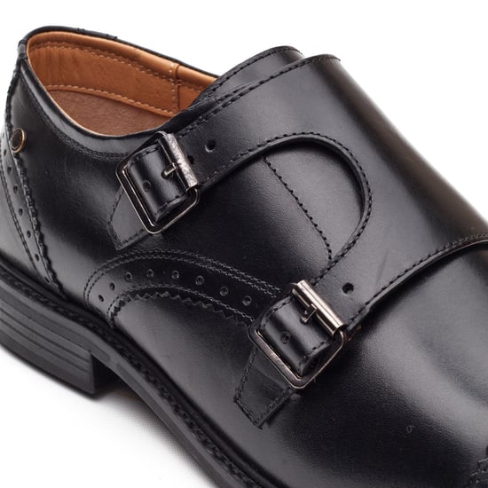 Base London Henley Monk Leer Heren Zwarte Dubbele Monk Schoenen - Image 5