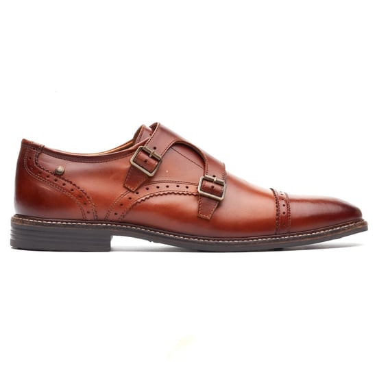Base London Henley Monk Lederen Heren Burnt Tan Dubbele Monk Schoenen - Image 5