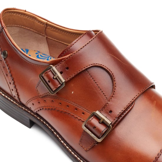 Base London Henley Monk Lederen Heren Burnt Tan Dubbele Monk Schoenen - Image 6