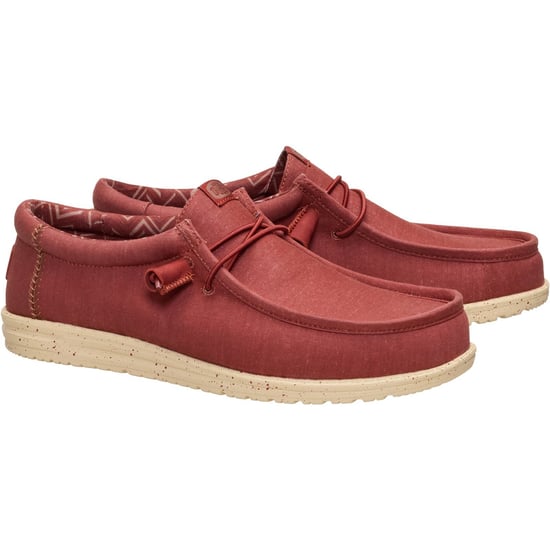 HEYDUDE Wally Stretch Canvas Textiel Heren Loafers in Verbrand Rood/Boulder Tan - Image 3