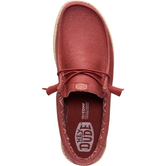 HEYDUDE Wally Stretch Canvas Textiel Heren Loafers in Verbrand Rood/Boulder Tan - Image 5