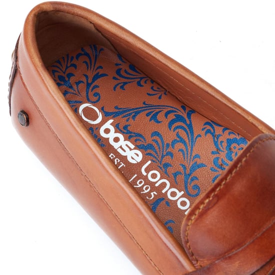 Base London Collins Driver Leren Heren Loafers in Gebrande Tan - Image 6