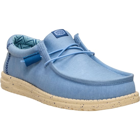 HEYDUDE Wally Stretch Canvas Textiel Heren Vervaagd Denim/Boulder Tan Instappers - Image 1