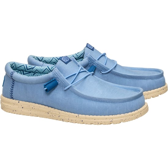 HEYDUDE Wally Stretch Canvas Textiel Heren Vervaagd Denim/Boulder Tan Instappers - Image 3