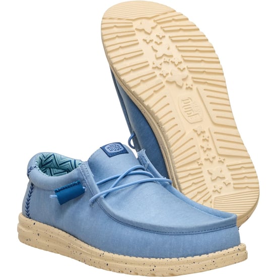 HEYDUDE Wally Stretch Canvas Textiel Heren Vervaagd Denim/Boulder Tan Instappers - Image 4