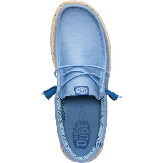 HEYDUDE Wally Stretch Canvas Textiel Heren Vervaagd Denim/Boulder Tan Instappers - Image 5
