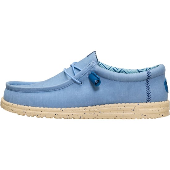 HEYDUDE Wally Stretch Canvas Textiel Heren Vervaagd Denim/Boulder Tan Instappers - Image 6