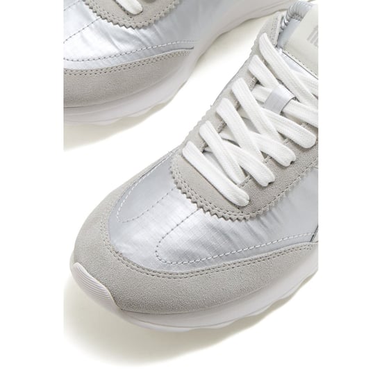 Fitflop Retro-Q FF Nylon Dames Sneakers Zilver/Stadswit - Image 5