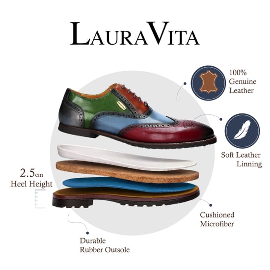 Lorenzo Conti Heren Brogue Oxford Schoenen Zwart Bordeauxrood Leer - Antonin 01 - Image 2