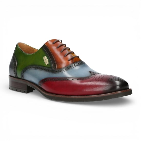 Lorenzo Conti Heren Brogue Oxford Schoenen Zwart Bordeauxrood Leer - Antonin 01 - Image 3