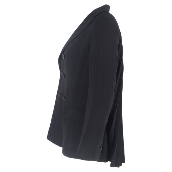 RED Valentino Double-Breasted Back Pleated Blazer in Black Wool - Image 2