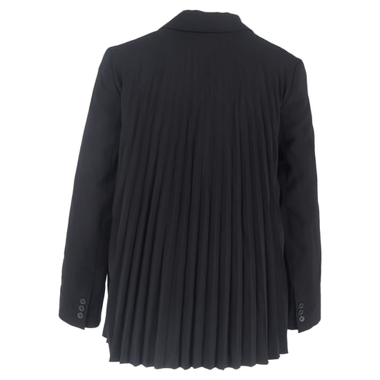 RED Valentino Double-Breasted Back Pleated Blazer in Black Wool - Image 3