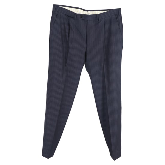 Ermenegildo Zegna gestreepte single-breasted blazer en broekset in marineblauwe wol - Image 3