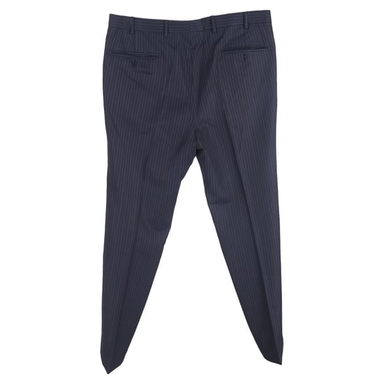 Ermenegildo Zegna gestreepte single-breasted blazer en broekset in marineblauwe wol - Image 4