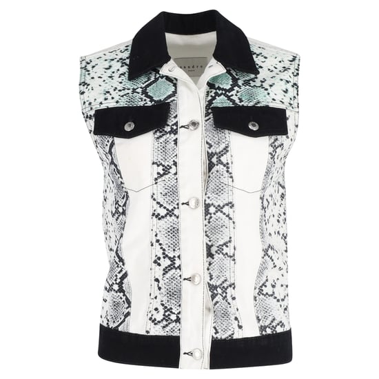Sandro Paris vest met slangenprint in witte katoenen denim - Image 1