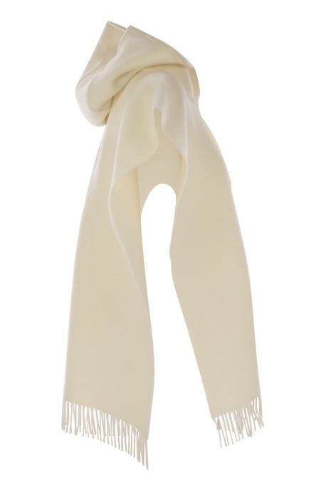 Dubbel Gebreide Wol- en Kasjmier Poncho Met Capuchon en Franje - Image 3