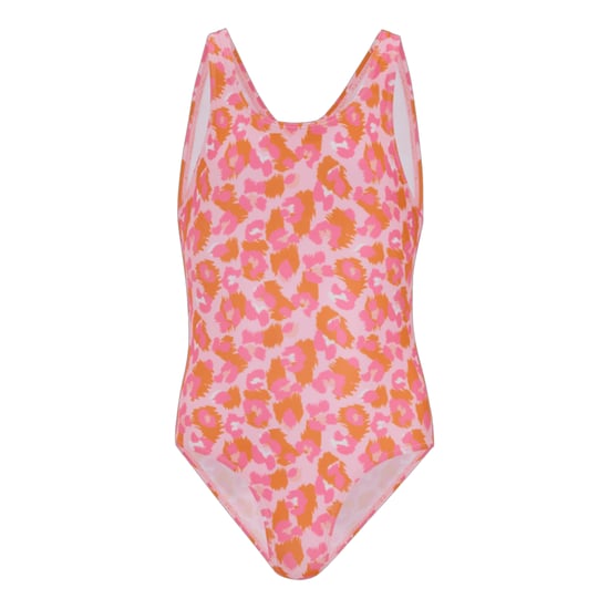 Regatta Girls Katrisse Leopard One Piece Swimsuit (Orange Peel) - Image 1